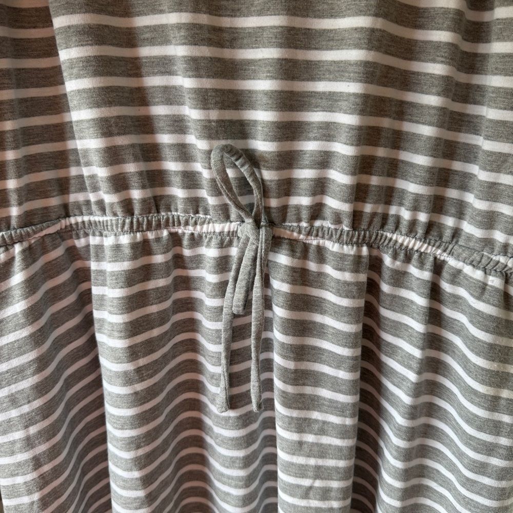 LANE BRYANT Size 18-20 Striped Gray White Casual Ruffle sleeves Shirt Dress - Picture 4 of 9
